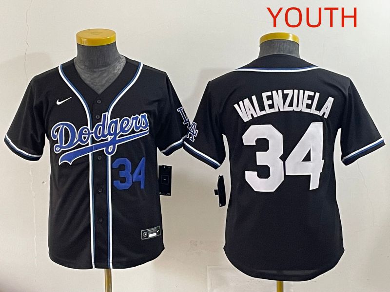 Youth 2025 Los Angeles Dodgers 34 Valenzuela Black Three generations Fashion Nike MLB Jersey style 5
